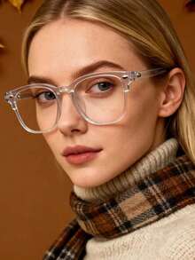 1pc 2025 Autumn/Winter Popular Casual Tritan (Copolyester) Women Optical Glasses - Clear - View 1