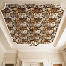 ZZXC Livelynine Ceiling Tile Wallpaper Peel And Stick Copper Tin Ceiling Tiles Metal Faux Embossed 3D Wall Panels Kitchen Backsplash Self Adhesive Rustic Vintage Metallic Wall Paper For Bathroom 17.5x78.8 - 金屬錫瓦 - 查看 4