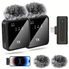 Influencer's Choice! 2.4G Wireless Lapel Mic, Ultra-Compact & Invisible, Auto Noise Cancel, Clear Sound Zero Delay, Perfect For Live, Podcast, Lecture. - 2 mics for TypeC - 查看 1