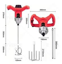 Mezcladora Eléctrica De Cemento Pintura 6 Velocidades 2500w - Tipo de Enchufe A USA (110-127V) - Ver 2
