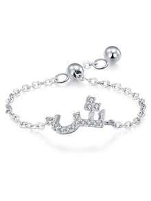 1 pièce Bague réglable minimaliste en lettre arabe en argent sterling 925, cadeau élégant pour les femmes pour le mariage, l'anniversaire, la fête des mères - Argent - Voir 23
