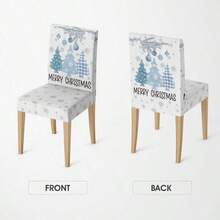 - Juego de 4 fundas para sillas de comedor de Navidad, pinos rojos, elsticas, extrables y lavables, protectores de silla para comedor y decoracin del hogar - Azul + 4 - Ver 6