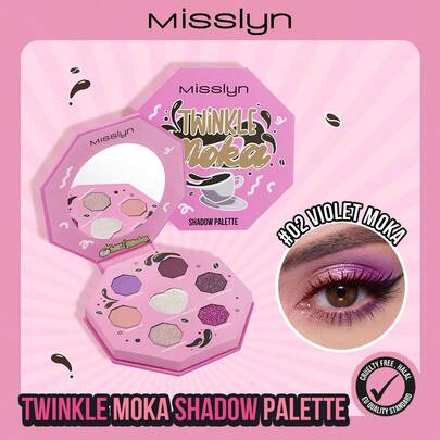  Paleta de sombras de ojos MISSLYN-Twinkle Moka, paleta de sombras de ojos con tema navideño, estilo Y2K, maquillaje de fiesta, 9 colores de sombras de ojos, texturas de sombras de ojos mate y brillante, texturas de sombras de ojos semimate y brillante