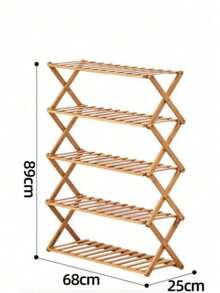 3/4/5层竹制储物架，适合室内外使用，单件装，万圣节礼物，衣柜收纳架，玄关置物架，简约装饰，耐用竹材，结构稳固，可堆叠，多层置物架，小空间及户外爱好者的理想之选。 - 杏色 - 查看 11