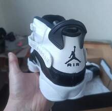 Nike Giày bóng rổ cổ cao Air Jordan 6 Rings Six Crowns bằng da thoải mái, chống mài mòn, dành cho trẻ em trung bình và lớn - trắng - Xem 4