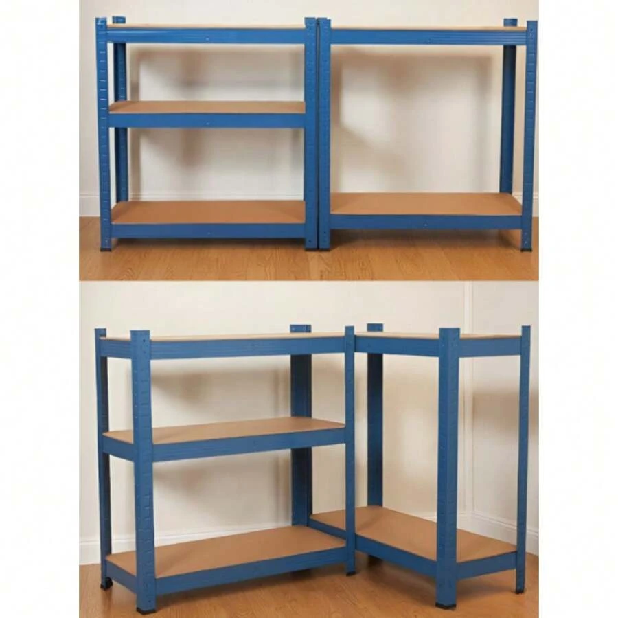 Shoze Thickened Heavy-Duty 5-Layer Metal Storage Rack 90x40x180cm - Red/Blue Garage Workshop Warehouse Office Shed Storage Rack -1 Piece - Blue - View 1