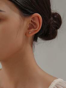 Nooxian 1对女士耳环，金色简约星爆铜质微镶嵌立方氧化锆奢华流苏耳环，耳钉首饰礼品 - 金黃色 - 查看 6