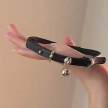 1 PC Women's Christmas Edgy Choker, Double Bell PU Leather Neckband Fashion Clavicle Chain Statement Accessory - 黑色 - 查看 3