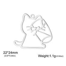 AMAXER 1个不锈钢简约可爱猫咪吊坠，是制作珠宝、手链、项链、送给朋友、情侣、同学的完美礼物。 - 動物系列 - 查看 14