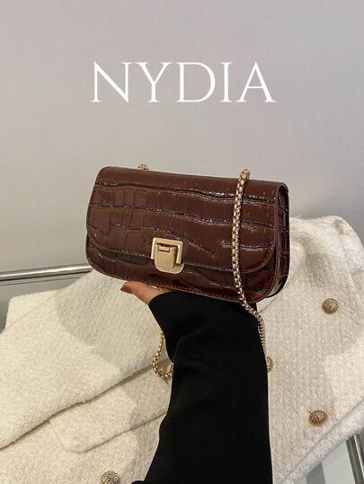 Bolso baguette con cadena en relieve de cocodrilo, impermeable, liviano, informal, para negocios, para adolescentes, niñas, mujeres, estudiantes universitarios, novatos y trabajadores de cuello blanco, perfecto para la oficina, la universidad, el trabajo, los negocios, los desplazamientos, al aire libre, los viajes, las excursiones