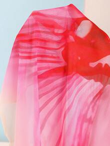 Bộ bikini 3 món in họa tiết hoa nhiệt đới ombre dành cho nữ, dây bikini có thể điều chỉnh, quần bikini buộc dây bên hông, kiểu váy sarong che phủ cao, thích hợp cho bãi biển và tiệc tùng, đồ bơi mùa hè cho nữ. - Be - Xem 5