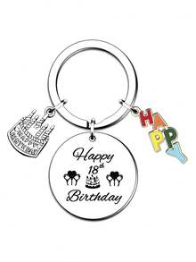 18th Birthday Surprise! Stainless Steel Keychain With Cake Letter Pendant, Creative Gift For Friends, Classmates, Girlfriends - Multicolor - View 15