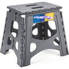 9" Folding Step Stool For Adults,Kids,Non-Slip Folding Stools With Portable Handle,Plastic Foldable Step Stool For Kitchen Ect,Black,1PC - Xám - Xem 5