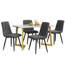 117cm Esstisch Mit 4 Stühlen Set, Rechteckiger Esstisch Moderner Küchentisch Set ,Esszimmerstuhl Dunkelgrau Samt Küchenstuhl,Golden Tischbeine - Gray2 - View 5