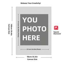 Kit di pittura a diamante personalizzata su misura per adulti, fai da te 5D, arte con punti a forma rotonda/quadrata, con foto, testo e disegno personalizzato, in varie dimensioni (20x25cm), decorazione personalizzata per la casa (Punti rotondi, 30x40cm), kit per adulti, decorazione con pittura a diamanti 5D