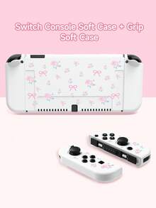 Cute Pink Floral Pattern Compatible Accessories Set For Switch2 (2025)/Switch NS/Switch OLED, Including Game Console Protective Case/Controller Cover/Storage Bag, TPU Soft Shell, Stylish & Practical, Portable Stand, Shockproof, Scratch-Resistant, Anti-Fouling, Fashionable & Romantic Gift - Multicolor - View 9