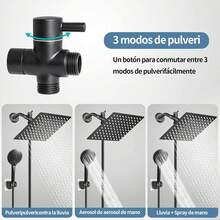 High Pressure Rain Shower Head For Bathroom, 8" Rain Shower Head, 5 Spray Modes Hand Shower, Adjustable With Holder, Leak-Proof, 1.5m Hose (Silver/Matte Black) - Matte Black - View 2