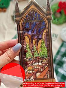 1件魔法神秘必备！这款复古梦幻亚克力书签，优雅的书籍装饰，采用绚丽的彩色玻璃风格设计。一面展现神秘雄伟的城堡，另一面则描绘了疾驰的特快列车，带您踏上奇幻的阅读之旅。采用优质亚克力材质制成，夹在书上，即刻沉浸在魔法世界中。 - 彩色 - 查看 1