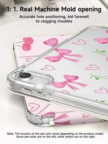 Pink Bow Cherry Dual-Sided Acrylic Crystal Protective Case, Suitable For  10th Gen,  10.2/Mini 6/Mini 7/9.7", Galaxy Tab A9 Plus, 3+Y Foldable Tablets, Anti-Bending, Silicone Reinforced Corners, Auto Wake/Sleep, Built-In Pencil Slot, Multi-Angle Kickstand - Perfect Daily Protection, Ideal Holiday Gift - 彩色 - 查看 4