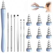 TYUI Ear Wax Removal 2025 Q-Grips Ear Wax Removal Tool Reusable And Washable Replacement Soft Silicone Tips For Cleaner Earwax Ear Wax Removal Kit Contains 7 Types Of Ear Cleaner Tools - 如圖 - 查看 1