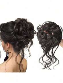 1pc Elegant And Slouchy Hair Bun Ring Female Hair Accessory Suitable For Daily Wear, Outdoor Dressing And DIY Hairstyling For Thick And Wavy Hair Hair Ties Ponytail Holders Hair Elastics Hair Rubber Bands Scrunchies Hair Rope Elastic Hair Tie, Hair Bobbles - 1pc - 查看 10