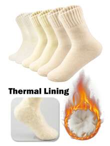 3 đôi tất cổ cao bằng vải nỉ dày dặn dành cho nữ, tất lông ấm áp và bền cho mùa thu/đông, tất giữ nhiệt mềm mại và thoải mái khi đi sàn, tất ngủ - Nhiều màu - Xem 14