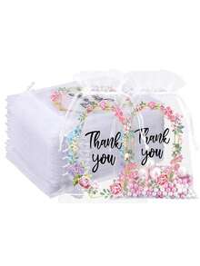 20个婚礼感谢礼品欧根纱袋，珠宝收纳袋，派对生日束口袋 - 彩色 - 查看 7