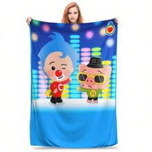 Cute Cartoon P-Plim Flannel Blanket Spring  Soft Durable Throw Blanket For   Bedroom Novelty Bedspread Sofa Bed Cover - 黑色 - 查看 1