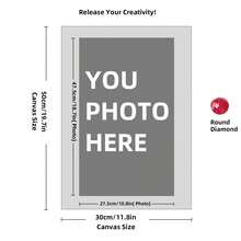 Kit di pittura a diamante personalizzata su misura per adulti, fai da te 5D, arte con punti a forma rotonda/quadrata, con foto, testo e disegno personalizzato, in varie dimensioni (20x25cm), decorazione personalizzata per la casa (Punti rotondi, 30x40cm), kit per adulti, decorazione con pittura a diamanti 5D