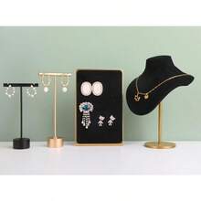 Velvet Hanging Jewelry Organizer With Small Necklace Mannequin For Girls Metal Necklace Display Stands Ideal For Retail Stores Home Organization And Gift Presentation Compact Design Perfect For Displaying Delicate Necklaces And Accessories Durable Black Finish Enhances Visual Appeal In Any Setting - A3BlackM - Xem 6