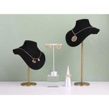 Velvet Hanging Jewelry Organizer With Small Necklace Mannequin For Girls Metal Necklace Display Stands Ideal For Retail Stores Home Organization And Gift Presentation Compact Design Perfect For Displaying Delicate Necklaces And Accessories Durable Black Finish Enhances Visual Appeal In Any Setting - A3BlackM - Xem 8