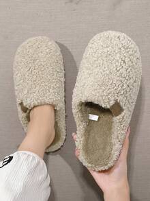 Chinelos Internos Macios e Confortáveis, Femininos, Material de Lã Macio, Sola Silenciosa, Estilo Sazonal Adequado para Homens e Mulheres