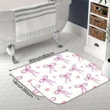 1Pc Pink Bow And Heart Pattern Bathroom Mat - Non-Slip, Quick-Drying Bathroom Mat With Soft Pink Bow And Background, Durable Rubber Backing, Machine Washable Indoor/Outdoor Rug, Suitable For Bathrooms, Bedrooms, Kitchens, And Laundry Rooms - Modern Home Decor Mat. - Nhiều màu - Xem 6