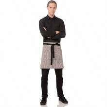 Unisex Portland Half Bistro Apron Ideal For Kitchen Staff Home Chefs And Food Service Professionals Features Durable Fabric Adjustable Waistband Multiple Pockets And Comfortable Fit For All-Day Wear In Commercial Kitchens Cafes And Home Cooking Environments - 黑色 - 查看 5