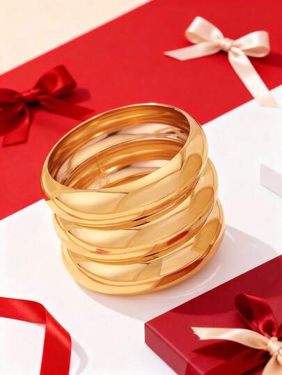 1 Set New Fashionable Wide Double-Layer Bracelet, Minimalist Elegant Women Jewelry Accessories