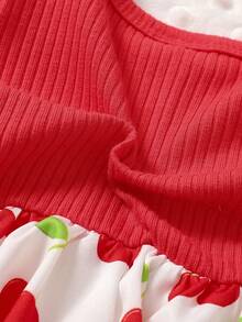 Conjunto de 3 piezas de body y diadema con lazo para bebé niña recién nacida, con diseños lindos de hombre de jengibre y árbol de Navidad en estilo de remiendo acanalado rojo, adecuado para Navidad - Rosa Roja - Ver 8