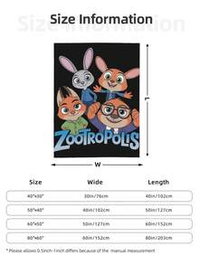 Zootropolis GentleSoft Blankets Queen Size For Bed - Cozy Soft Sofa Couch Cover Blankets For Women, Cute Large Bedding Fleece Throws For Girls, Black, 80x60 Inches - 黑色 - 查看 3