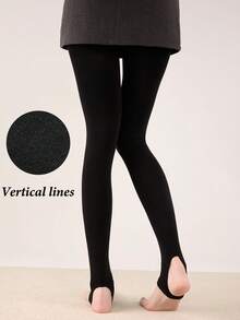 1条200克柔软磨毛薄款罗纹紧身裤，高腰显瘦保暖打底裤，女士秋冬款 - 200G-薄絨 - 查看 12