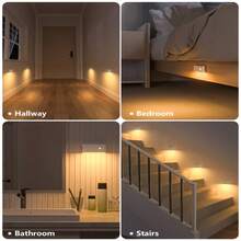 AMILL 4/2/1 PACK Motion Sensor Wall Light, Rechargeable Indoor Stair Night Light With Warm White & Type-C, Wireless Auto On/Off, Human Body Detection For Hallway Bathroom Bedroom - trắng - Xem 7