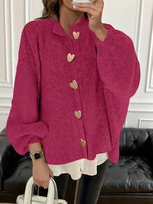 Áo cardigan dệt kim kiểu dáng tối giản, thanh lịch, phong cách Hàn Quốc cổ điển dành cho nữ, thích hợp cho mùa xuân và mùa thu, phù hợp với công sở. - Màu tím - Xem 2