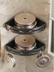 Corner Shelf, Self-Adhesive No Drilling Installation, Multifunctional Home Storage Rack, Space-Saving Display, Suitable For Home, Bedroom, Bathroom, Kitchen, Fits Various Wall Surfaces, Waterproof And Washable Bathroom Accessories - Multicolor - View 4