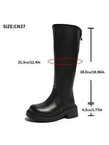 2025 Spring/Autumn New Tall Shaft Riding Boots For Women, Over-The-Knee, Inner Heightening, Slim Fit Tall Boots - Black - View 8