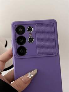 极简主义TPU纯色奢华手机壳,兼容三星Galaxy S26 Ultra、S25 Ultra、S24 Ultra、S23 Ultra、S22 Ultra、S26、S25、S24 Plus、S23、S22、A55、A54、A35、A16、A15,可移动摄像头镜头保护,全包防摔,内置绒布保护套,春季生日礼物 - 紫色 - 查看 4