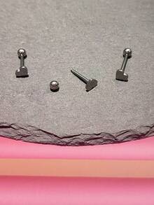 1pc Skin-Friendly Hypoallergenic Titanium Steel Heart Shaped Tongue Ring, Suitable For Drinking, Punk Style Unisex Body Piercing Jewelry - Heart-shaped Tongue Piercing - View 5