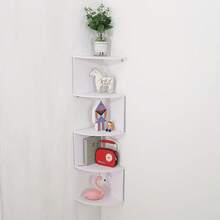 5-Layer PVC Wall-Mounted Corner Floating Bookshelf - 33inch L-Shaped Space-Saving Storage Rack, No Drilling Installation Required, Durable And Easy To Clean, Modern Design Suitable For Living Room, Bedroom, Bathroom, Home Office Decoration - Perfect Easter Gift, Bookshelf Decoration, Bedroom Storage, L-Shaped Design, Easy-To-Clean Material, No Drilling Setup, Practical Storage Rack - màu đen - Xem 7
