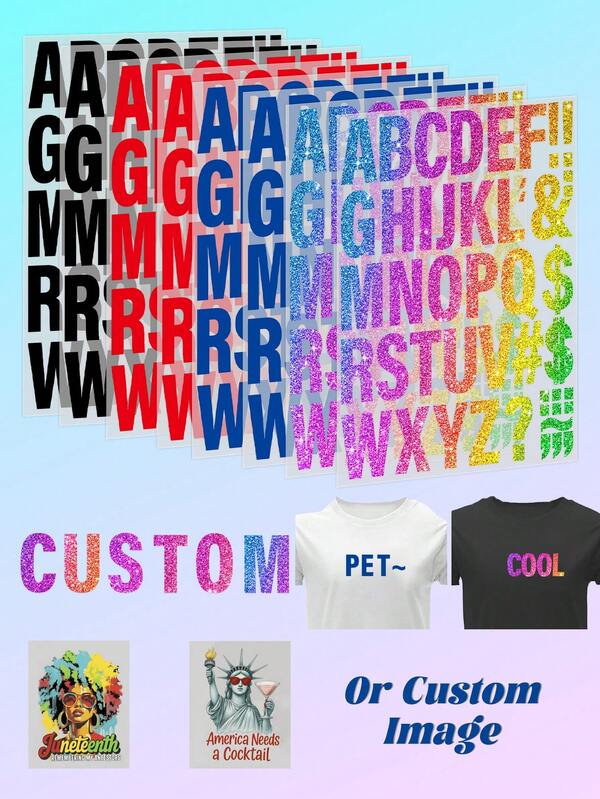1/2/5 Hojas de letras de hierro para ropa, parches de letras de transferencia de calor de 8.9*11.4 pulgadas, letras de vinilo de colores con hierro A-Z para mochilas, jerseys, camisetas de tela, impresión DIY, transferencias de calor personalizadas, personaliza tu foto/texto/imagen, transferencias de calor para camisetas