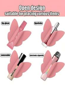 1 pieza Estuche de teléfono con brillo de labios, Estuche de teléfono con soporte para lápiz labial - Brillo de labios rosa y almacenamiento de lápiz labial, Accesorio de estuche de teléfono magnético portátil con soporte para lápiz labial, compatible con teléfonos inteligentes. - Multicolor - Ver 5