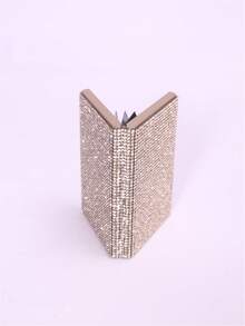 1个纯色水钻不锈钢双面卡包，奢华时尚卡套，适合女性和女孩日常使用，迷你钱包，小巧可爱，可作卡包、零钱包，是送给女性、老师的趣味礼物。 - 金色 - 查看 2