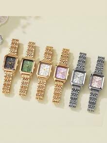 1 Đồng hồ thạch anh viền vuông tối giản thời trang dành cho nữ, thích hợp để đeo hàng ngày, sinh nhật, làm quà tặng cho cô ấy, kỷ niệm, khuyến mãi cuối năm, ngày độc thân, khuyến mãi Halloween, không có hộp quà tặng - trắng - Xem 2