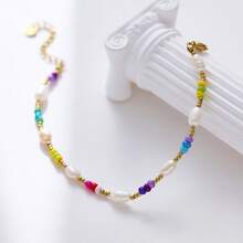 A Colorful Beaded Bracelet In A Leisure And Vacation Style, Made Of Stainless Steel And Adorned With Freshwater Pearls. This Is A Fashionable Handchain For Ladies, Featuring A Bohemian Style. Friendship Bracelet. - Colorful - View 5